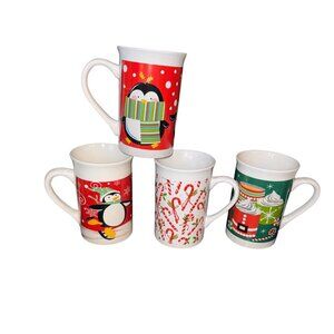 Holiday Themed Royal Norfolk Ceramic Coffee Mug 12 Oz Set OF 4